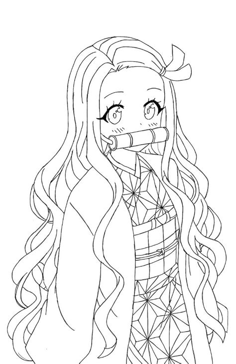 nezuko colouring pages|nezuko coloring page full body.